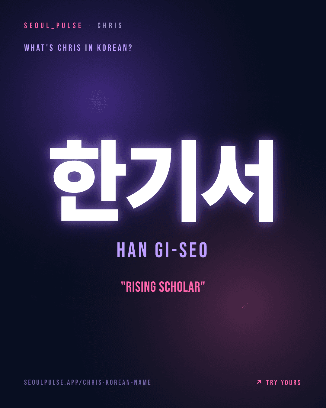 Chris in Korean: 한기서 (Han Gi-Seo) — rising scholar