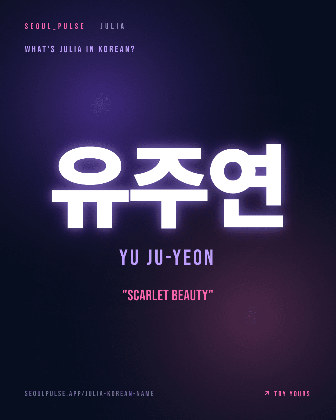 Julia in Korean: 유주연 (Yu Ju-Yeon) — scarlet beauty