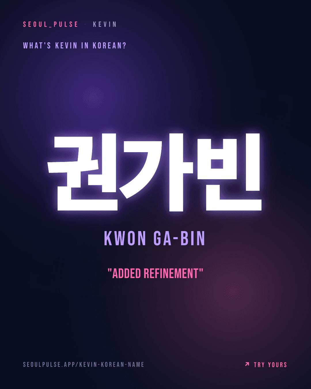 Kevin in Korean: 권가빈 (Kwon Ga-Bin) — added refinement
